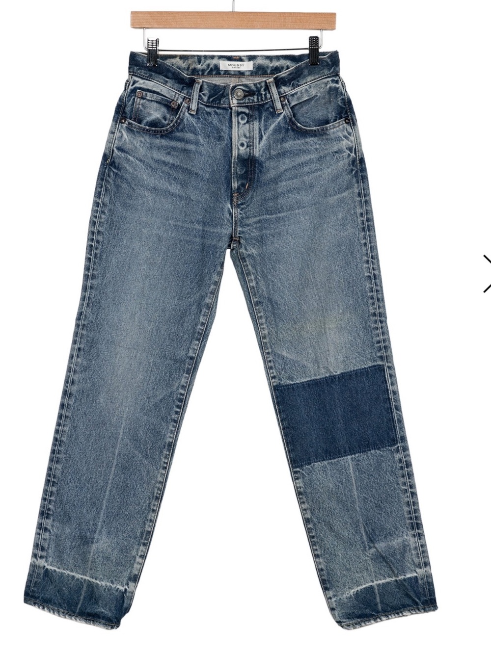 Moussy Blue Patchwork Straight-Leg Jeans
